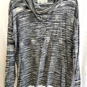 Jones New York Sport Striped Cowl Neck Top LG